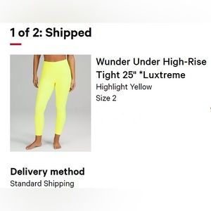 Lululemon Wunder Under 25” High Rise Leggings - Size 2 - Highlight Yellow